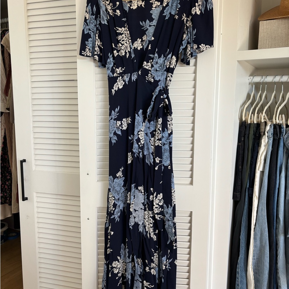 Privacy Please Navy and White Floral Maxi Dress